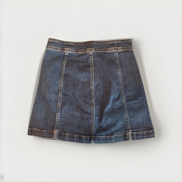 Madewell A-line Stretch Button Front Pockets Denim Mini Skirt Women's Size 0 Y2K - Picture 2 of 5